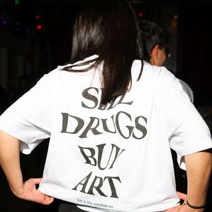 Camiseta Oversize Sell Drugs Blanca